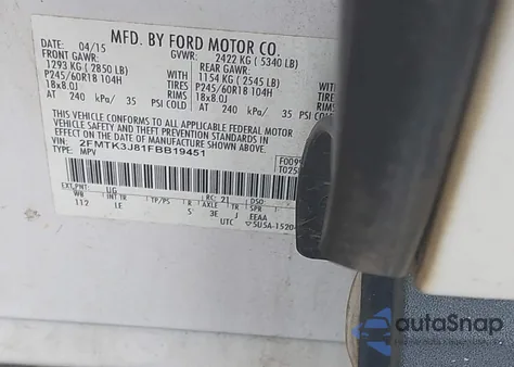 2015 Ford Edge Sel from USA, damaged, VIN 2FMTK3J81FBB19451
